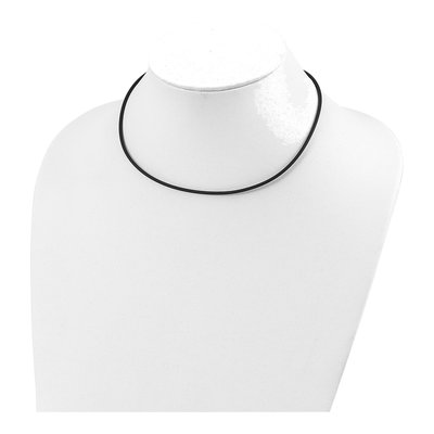 Sterling Silver Black Rubber Cord Necklace – view 4