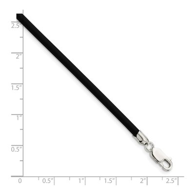 Sterling Silver Black Rubber Cord Necklace – view 2