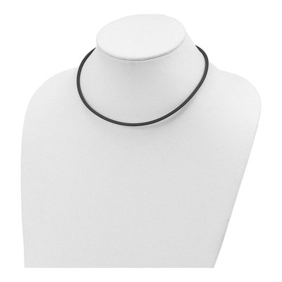 Sterling Silver Black Rubber Cord Necklace – view 3