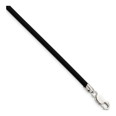 Sterling Silver Black Rubber Cord Necklace