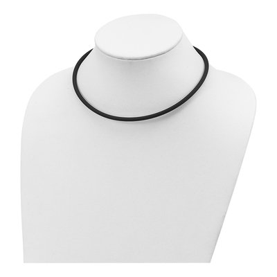 Sterling Silver Black Rubber Cord Necklace – view 4