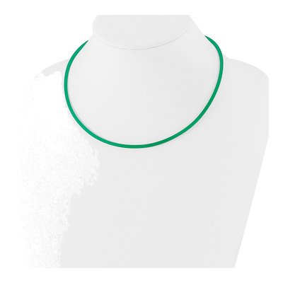 Sterling Silver Emerald Rubber Cord Necklace – view 2