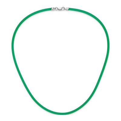Sterling Silver Emerald Rubber Cord Necklace – view 3