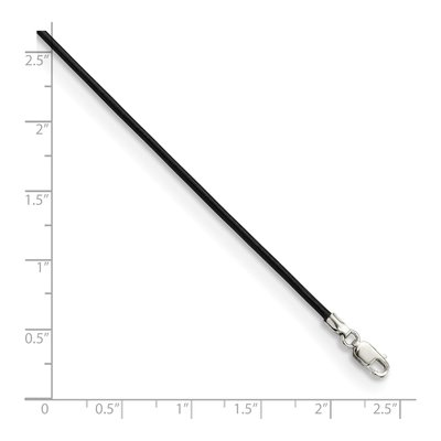 Sterling Silver Black Leather Cord Necklace – view 3