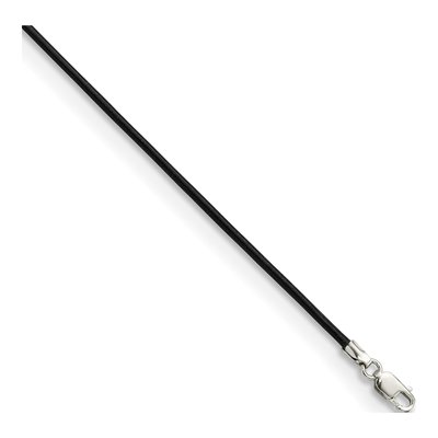 Sterling Silver Black Leather Cord Necklace