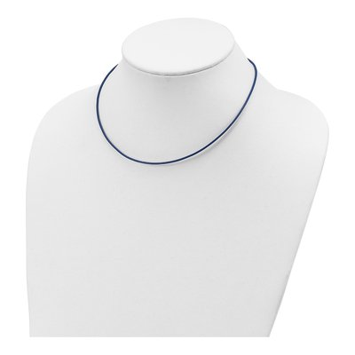 Sterling Silver Blue Leather Cord Necklace – view 3