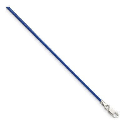 Sterling Silver Blue Leather Cord Necklace