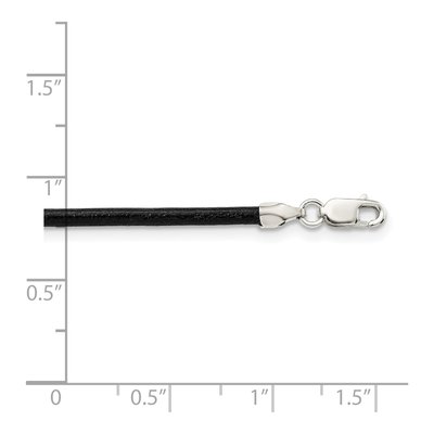 Sterling Silver Black Leather Cord Necklace – view 3