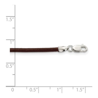 Sterling Silver Brown Leather Cord Necklace – view 4