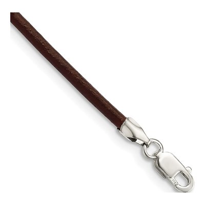 Sterling Silver Brown Leather Cord Necklace