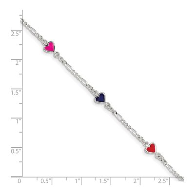 Sterling Silver Girls' Enamel Heart Bracelet – view 5