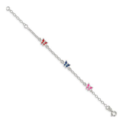 Sterling Silver Girl's Enamel Butterfly Bracelet – view 2