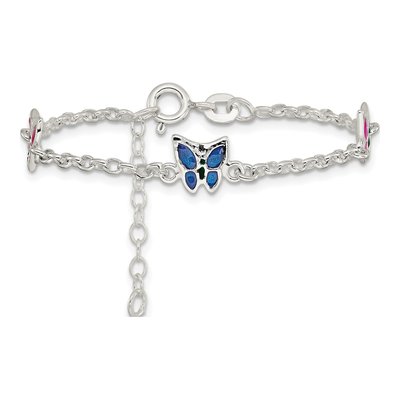 Sterling Silver Girl's Enamel Butterfly Bracelet – view 3