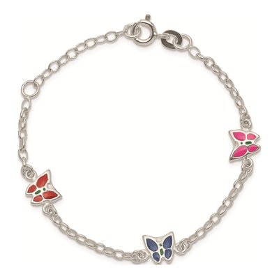 Sterling Silver Girl's Enamel Butterfly Bracelet – view 4