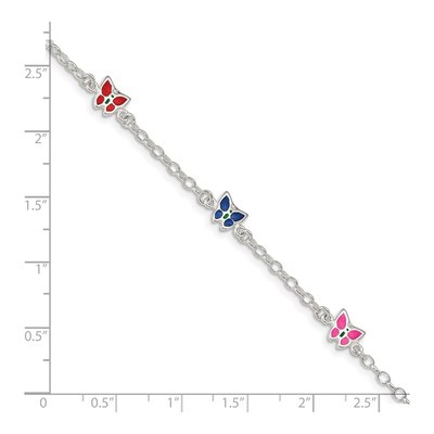 Sterling Silver Girl's Enamel Butterfly Bracelet – view 6