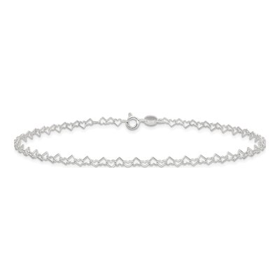 Sterling Silver Fancy Heart Link Anklet – view 4