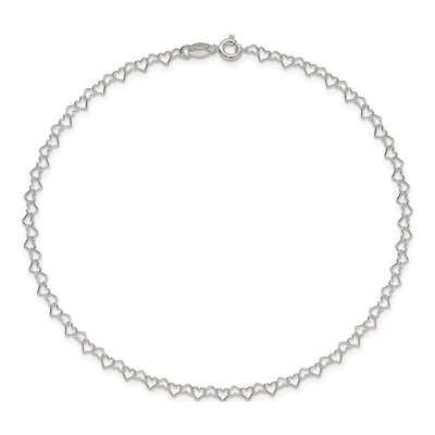 Sterling Silver Fancy Heart Link Anklet – view 5