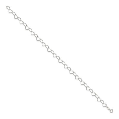 Sterling Silver Fancy Heart Link Anklet – view 3