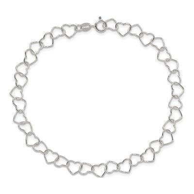 Sterling Silver Fancy Heart Link Anklet – view 5