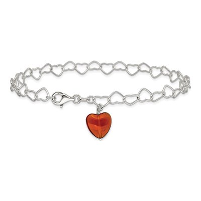 Sterling Silver Crystal Heart Anklet – view 4