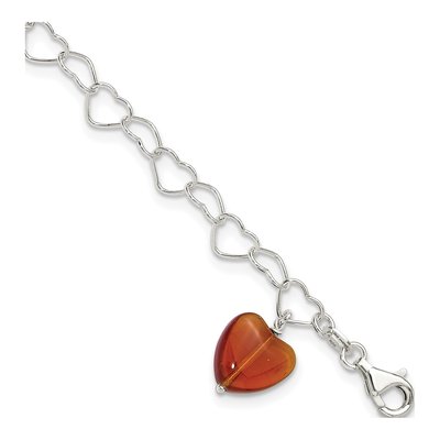Sterling Silver Crystal Heart Anklet