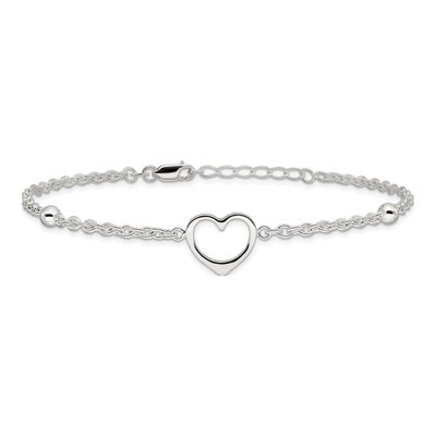 Sterling Silver Open Heart Anklet – view 4