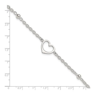 Sterling Silver Open Heart Anklet – view 5