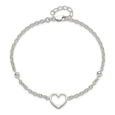 Sterling Silver Open Heart Anklet – view 6