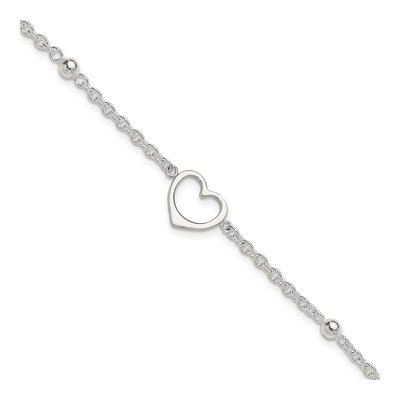 Sterling Silver Open Heart Anklet
