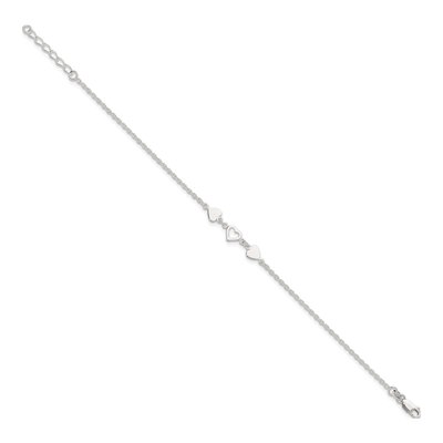 Sterling Silver Three Hearts Anklet – view 3