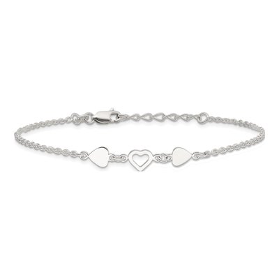 Sterling Silver Three Hearts Anklet – view 4