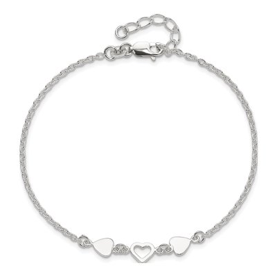 Sterling Silver Three Hearts Anklet – view 6