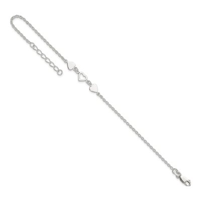 Sterling Silver Three Hearts Anklet – view 8