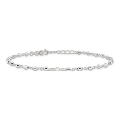 Sterling Silver Beaded Anklet – view 5