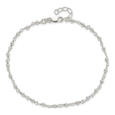 Sterling Silver Beaded Anklet – view 6