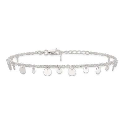Sterling Silver Circle Disc Anklet – view 5