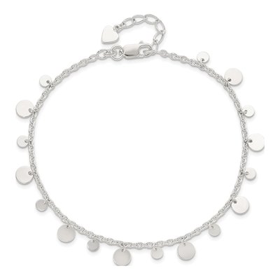 Sterling Silver Circle Disc Anklet – view 6