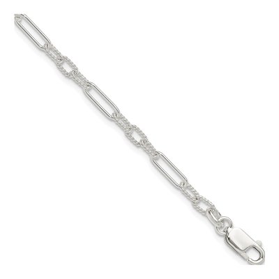 Sterling Silver 4mm Handmade Fancy Cable Chain Anklet
