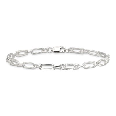 Sterling Silver 6mm Fancy Link Chain Anklet – view 4