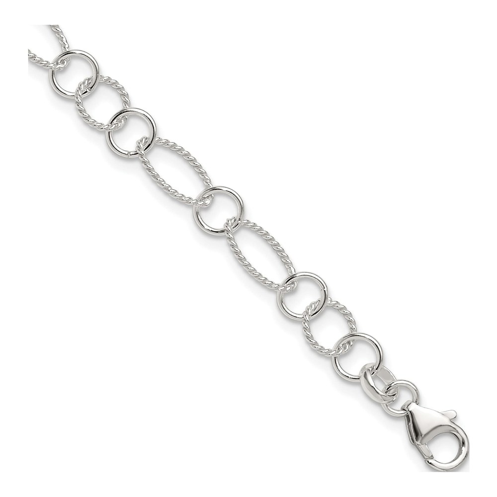 Sterling Silver 9mm Handmade Fancy Cable Chain Anklet