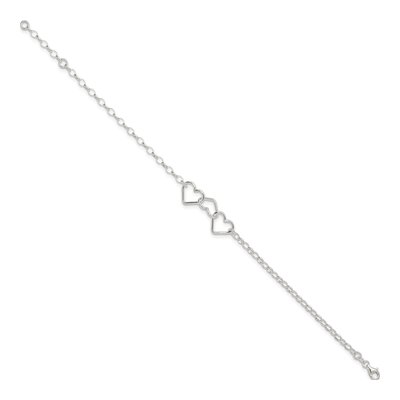 Sterling Silver Interlocking Hearts Anklet – view 3