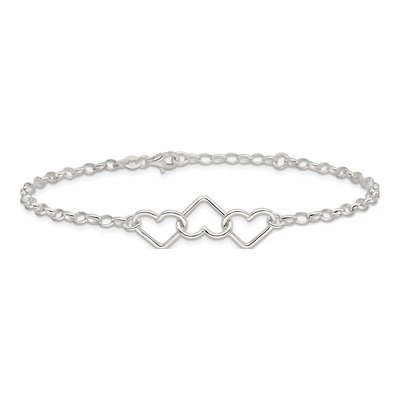 Sterling Silver Interlocking Hearts Anklet – view 4