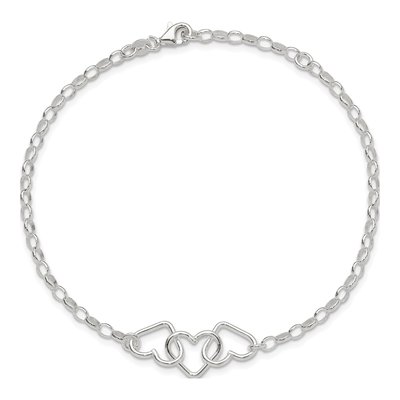 Sterling Silver Interlocking Hearts Anklet – view 6