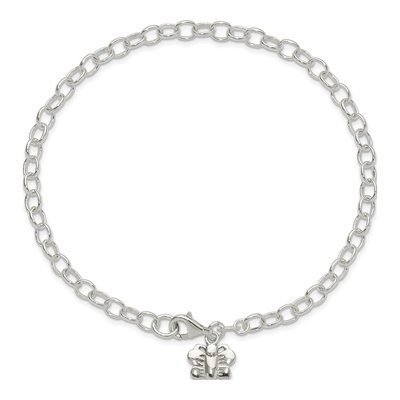 Sterling Silver Rolo Butterfly Anklet – view 5