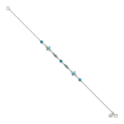 Sterling Silver Turquoise Beaded Anklet – view 4