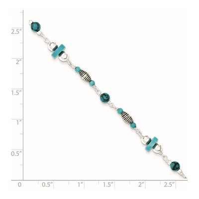 Sterling Silver Turquoise Beaded Anklet – view 5