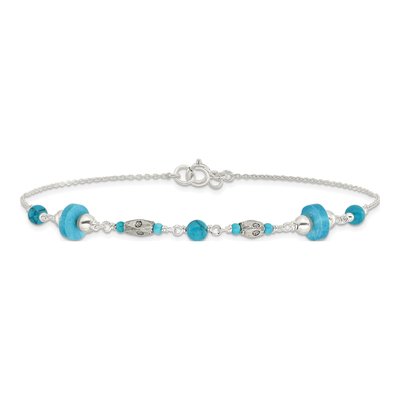 Sterling Silver Turquoise Beaded Anklet – view 6