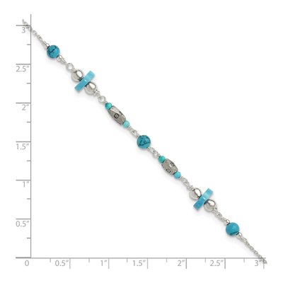 Sterling Silver Turquoise Beaded Anklet – view 8