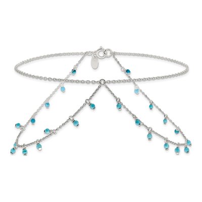 Sterling Silver Turquoise Double Anklet – view 5