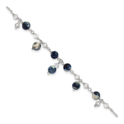 Sterling Silver Crystal Shadow Anklet